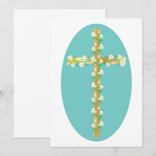 Bloemen op een kruisuitnodiging kaart (Voorkant / Achterkant)