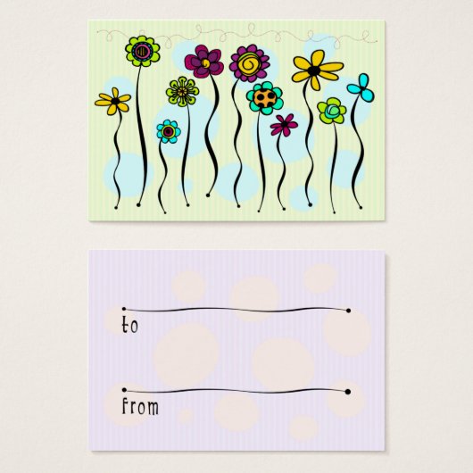 Bloemen op een Label met tikkaartjes Visitekaartjes (Voorkant /achterkant)