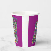 Bloemen op een paarse achtergrond papieren bekers (Links)