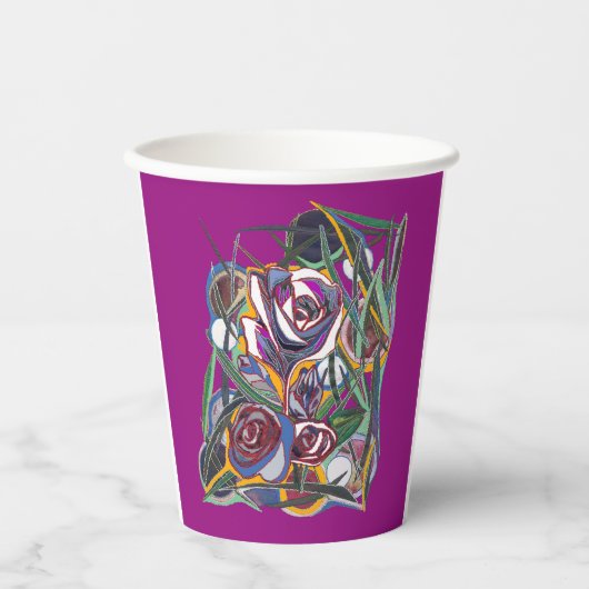 Bloemen op een paarse achtergrond papieren bekers (Voorkant)