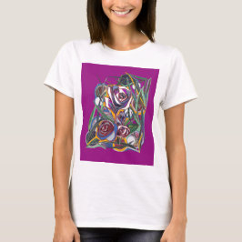 Bloemen, op een paarse achtergrond t-shirt