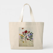 Bloemen op een Picket Fence Waterverf schilderij Grote Tote Bag (Achterkant)