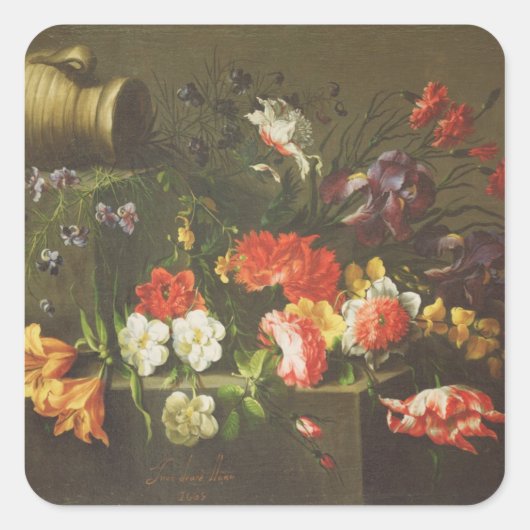Bloemen op een rand, 1665 vierkante sticker (Voorkant)