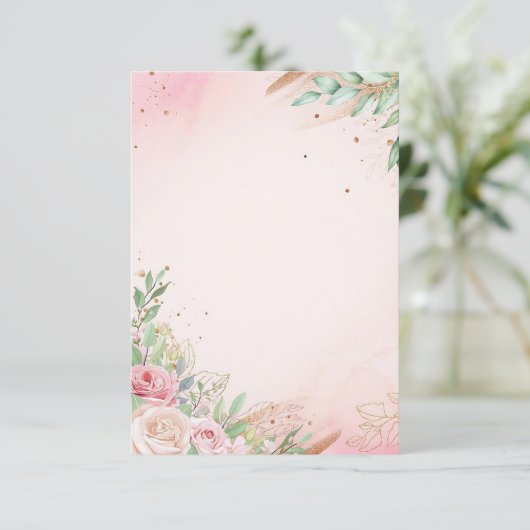 Bloemen op een roze achtergrond kaart (Staand voorkant)