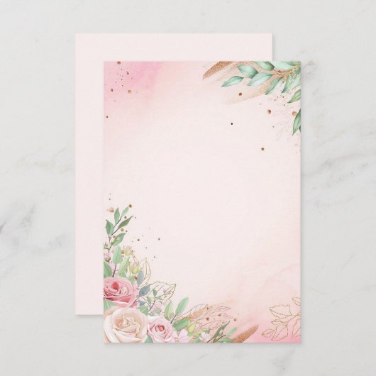 Bloemen op een roze achtergrond kaart (Voorkant / Achterkant)