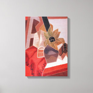 Bloemen op een tafel van Juan Gris, Vintage Cubism Canvas Afdruk