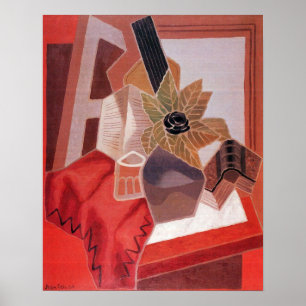Bloemen op een tafel van Juan Gris, Vintage Cubism Poster
