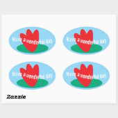 Bloemen op een vijver ovale sticker (Vel)