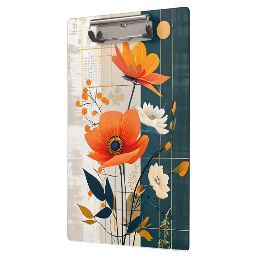 Bloemen op gemengde media klembord (Links)