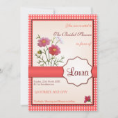  bloemen op Gingham Vrijgezellenfeest Kaart (Voorkant)