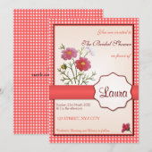  bloemen op Gingham Vrijgezellenfeest Kaart (Voorkant / Achterkant)