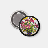 Bloemen op Glas in lood Magneet (Voorkant / Achterkant)