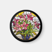 Bloemen op Glas in lood Magneet (Voorkant)