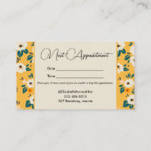 Bloemen op Gold Salon Hair Stylist Makeup Afsprakenkaartje (Achterkant)