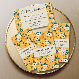 Bloemen op Gold Salon Hair Stylist Makeup Afsprakenkaartje