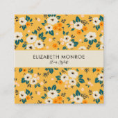 Bloemen op Gold Salon Hair Stylist Makeup Vierkante Visitekaartje (Voorkant)