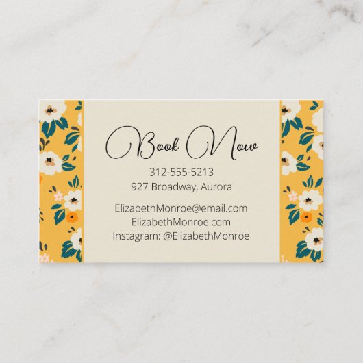 Bloemen op Gold Salon Hair Stylist Makeup Visitekaartje (Achterkant)