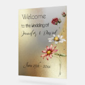 Bloemen op goud acryl teken acryl bord (Hoek)