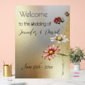 Bloemen op goud acryl teken acryl bord (Huwelijk)