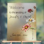 Bloemen op goud acryl teken bord (Neutraal)