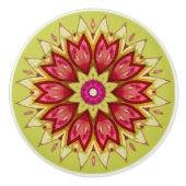 Bloemen op groen keramische knop (Voorkant)