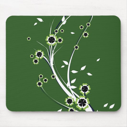 Bloemen op groen - Mousepad Muismat (Voorkant)