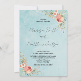 Bloemen op groen thema bruiloft uitnodigingen