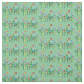 Bloemen op groene achtergrond stof (Swatch)