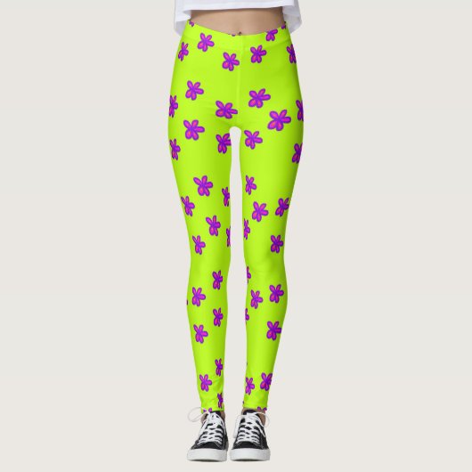 Bloemen op groene leggings (Voorkant)