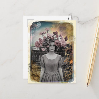 Bloemen op haar hoofd Vingerafdruk Foto Briefkaart
