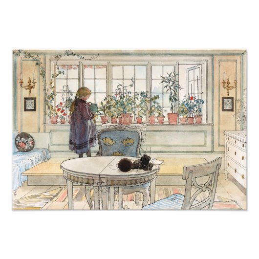 Bloemen op het ramen, 1895 door Carl Larsson Foto Afdruk (Voorkant)