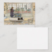 Bloemen op het ramen, 1895 door Carl Larsson Notitiekaartje (Voorkant / Achterkant)