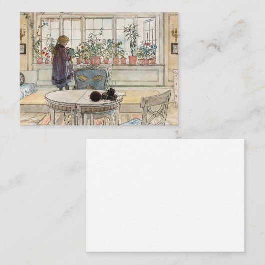 Bloemen op het ramen, 1895 door Carl Larsson Notitiekaartje (Voorkant / Achterkant)