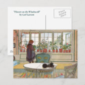 Bloemen op het ramen door Carl Larsson Art Briefkaart (Voorkant / Achterkant)