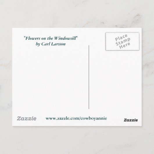 Bloemen op het ramen door Carl Larsson Art Briefkaart (Achterkant)
