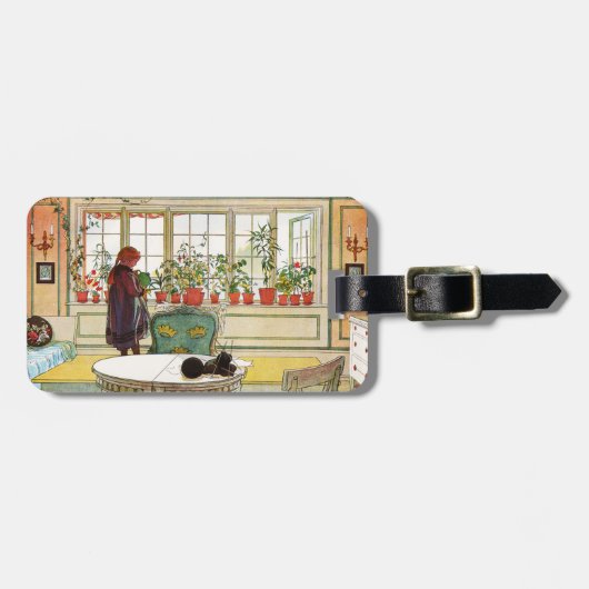 Bloemen op het ramen door Carl Larsson Bagagelabel (Voorkant horizontaal)