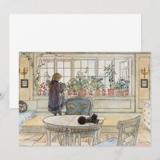Bloemen op het ramen door Carl Larsson Bedankkaart (Voorkant / Achterkant)