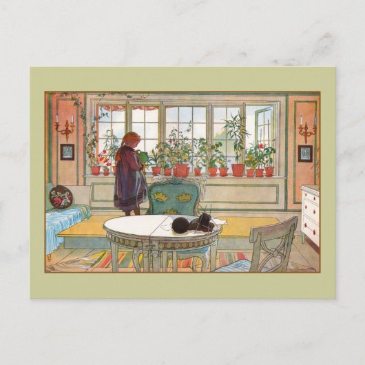 Bloemen op het ramen door Carl Larsson Briefkaart (Voorkant)