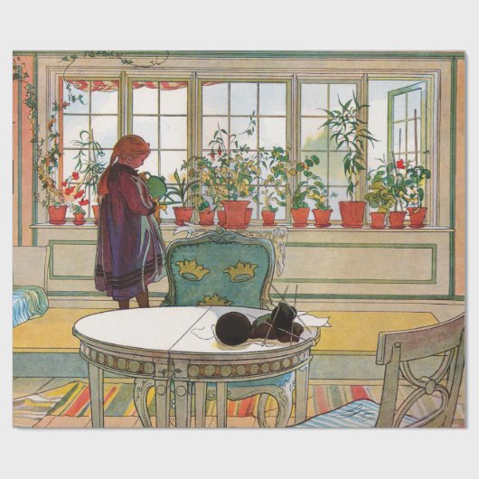 Bloemen op het ramen door Carl Larsson Cadeaupapier (Vlak)