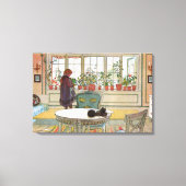Bloemen op het ramen door Carl Larsson Canvas Afdruk (Voorkant)