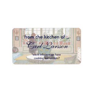 Bloemen op het ramen door Carl Larsson Etiket