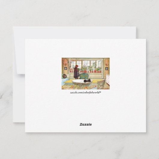 Bloemen op het ramen door Carl Larsson Feestdagenkaart (Achterkant)