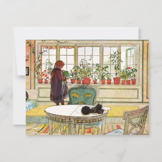 Bloemen op het ramen door Carl Larsson Feestdagenkaart (Voorkant)