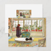 Bloemen op het ramen door Carl Larsson Feestdagenkaart (Voorkant / Achterkant)