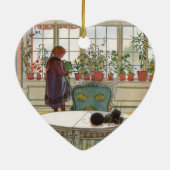 Bloemen op het ramen door Carl Larsson Keramisch Ornament (Achterkant)
