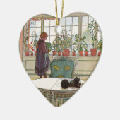 Bloemen op het ramen door Carl Larsson Keramisch Ornament (Links)