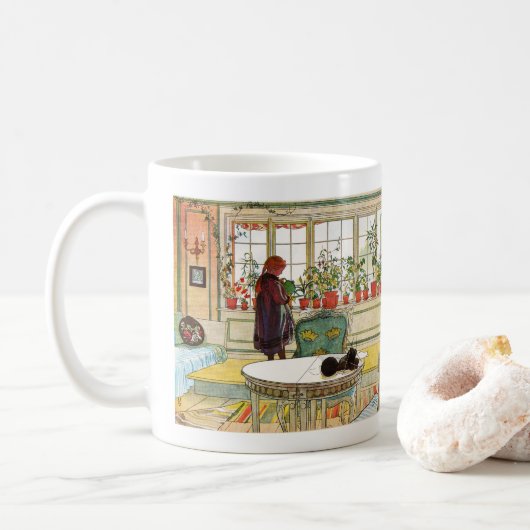 Bloemen op het ramen door Carl Larsson Koffiemok (Met donut)