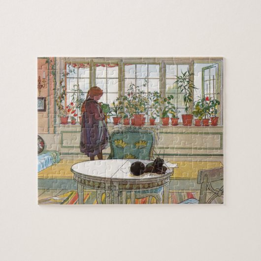 Bloemen op het ramen door Carl Larsson Legpuzzel (Horizontaal)
