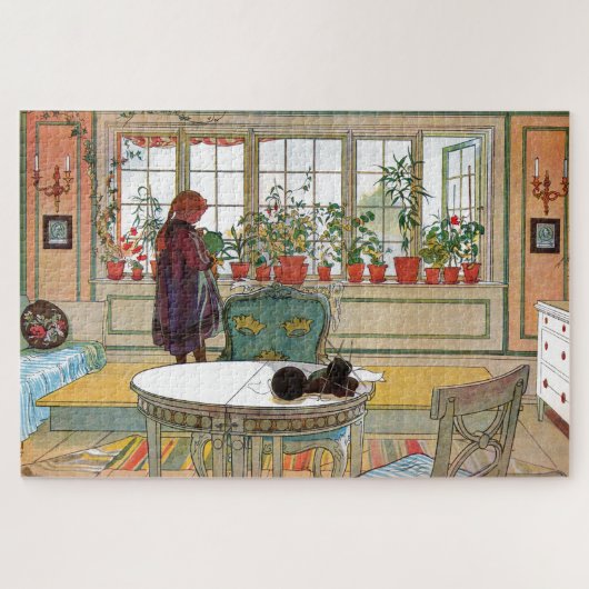 Bloemen op het ramen door Carl Larsson Legpuzzel (Horizontaal)