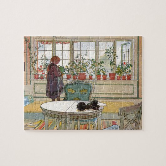 Bloemen op het ramen door Carl Larsson Legpuzzel (Horizontaal)